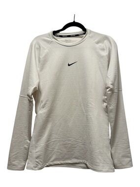 Nike White Long Sleeve Dri-FIT Crew with Black Swoosh